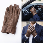 Premium Brown Leather Gloves for Men – Touchscreen Friendly