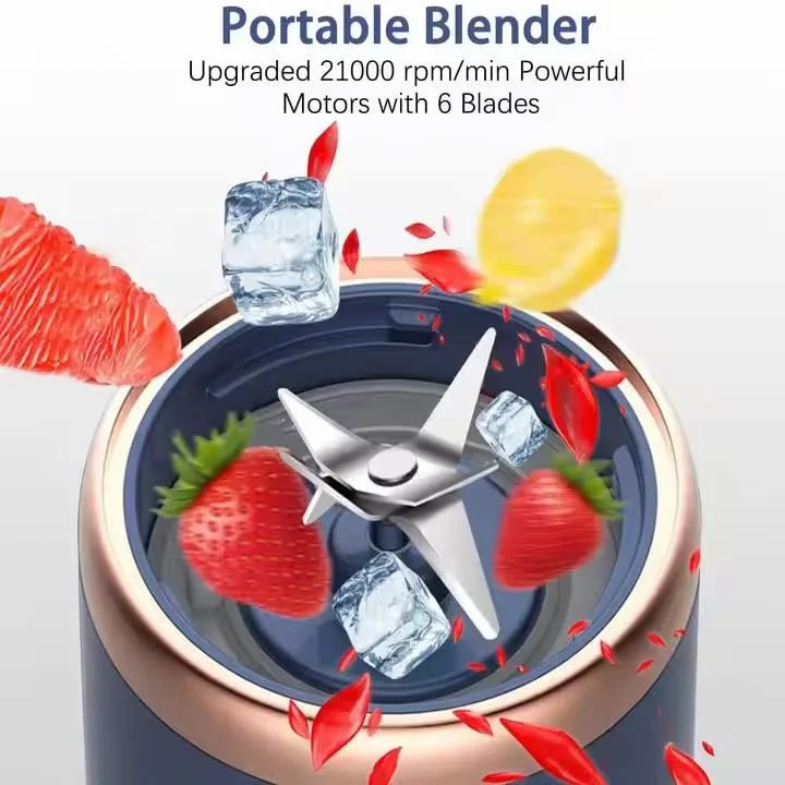 Portable 6-Blade Juicer Blender – USB Rechargeable (2 Pc Set)