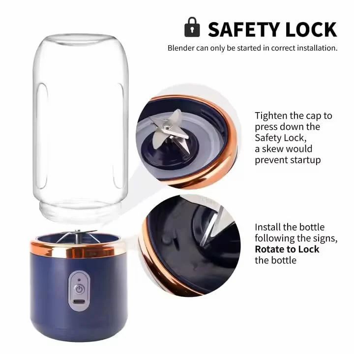 Portable 6-Blade Juicer Blender – USB Rechargeable (2 Pc Set)