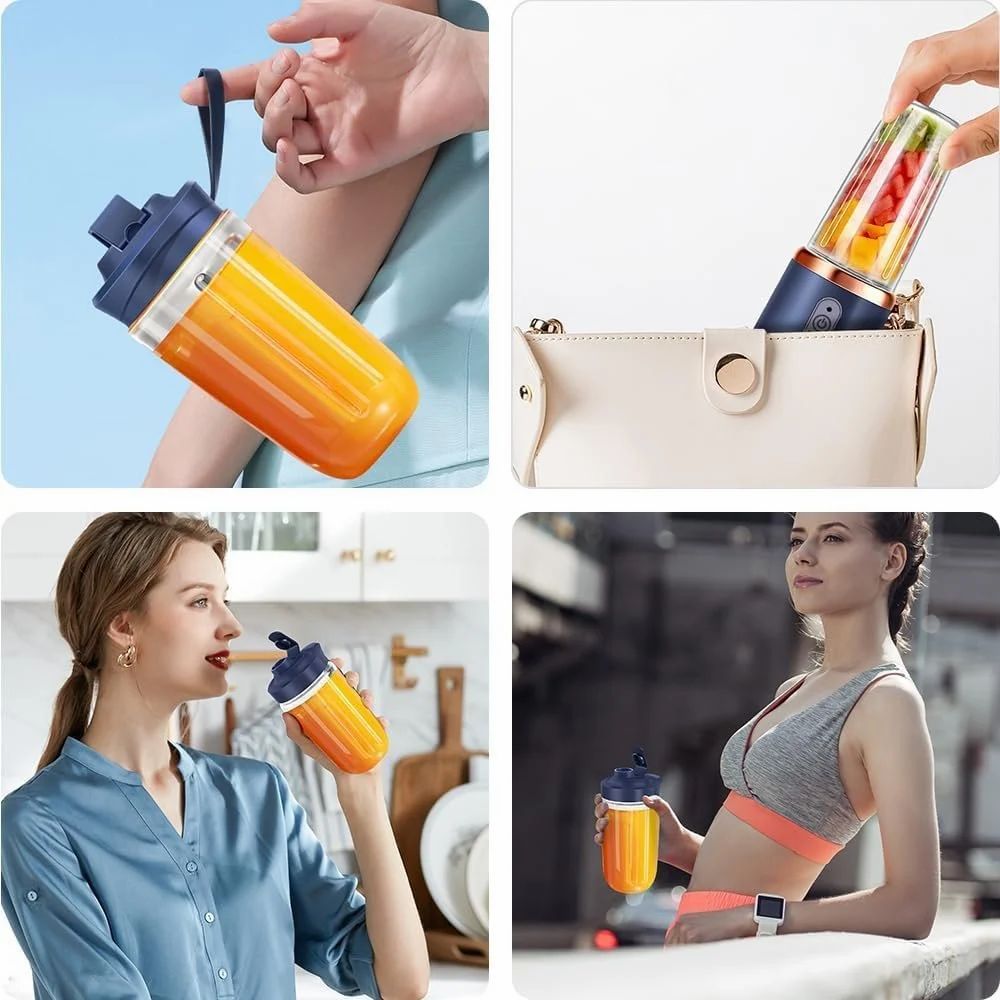 Portable 6-Blade Juicer Blender – USB Rechargeable (2 Pc Set)