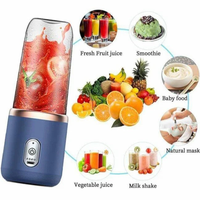Portable 6-Blade Juicer Blender – USB Rechargeable (2 Pc Set)
